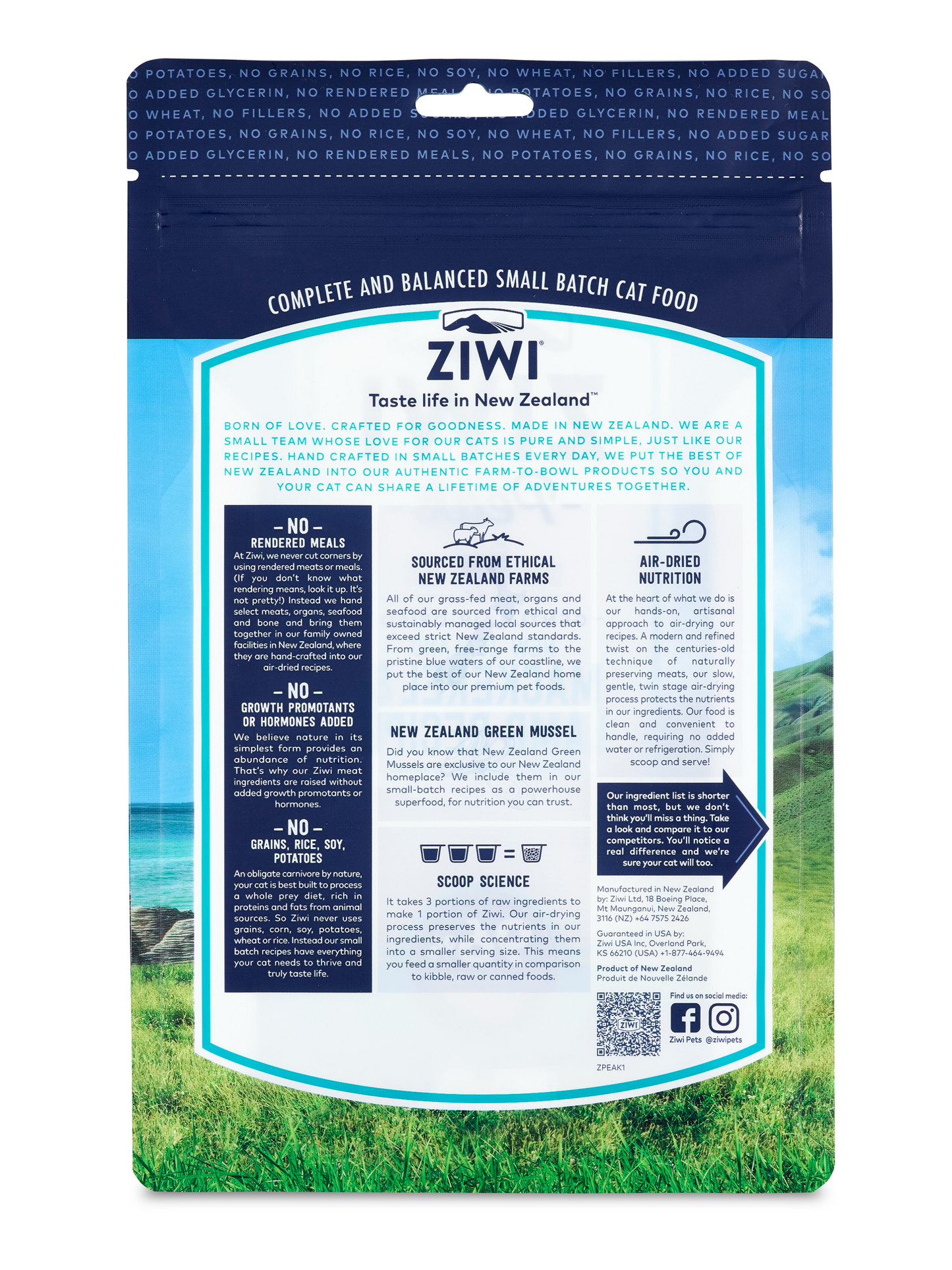 ZIWIPEAK 無穀物 風乾鯖魚+羊肉 貓糧配方 1kg