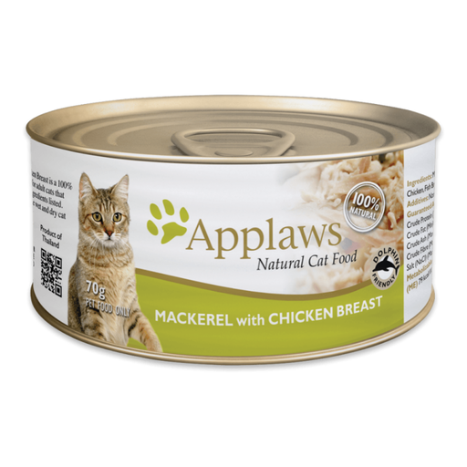Applaws 全天然系列 肉絲湯汁配方貓罐頭 鯖魚&雞胸 70g