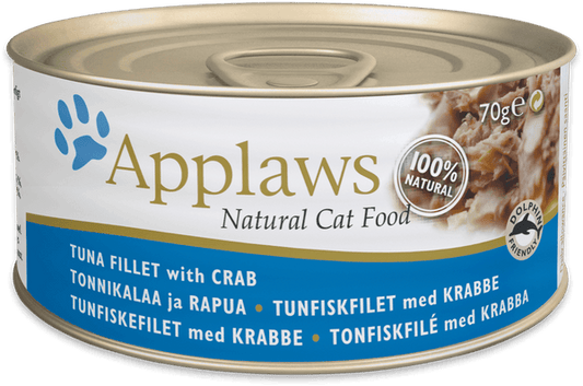 Applaws 全天然系列 肉絲湯汁配方貓罐頭 吞拿魚&蟹 70g
