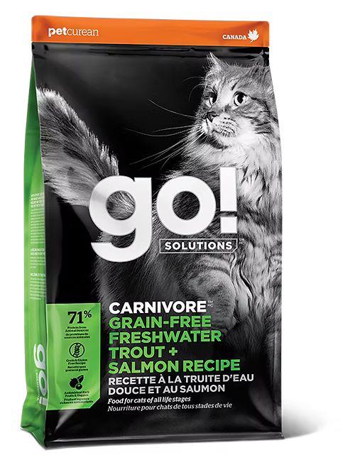 GO! SOLUTIONS™ 活力營養系列 無穀物淡水鱒魚 + 三文魚貓糧配方