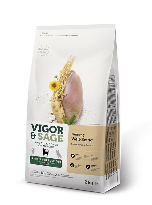 VIGOR SAGE 人參 健體  新鮮去骨雞肉+綠茶 小型成犬 2kg/6kg