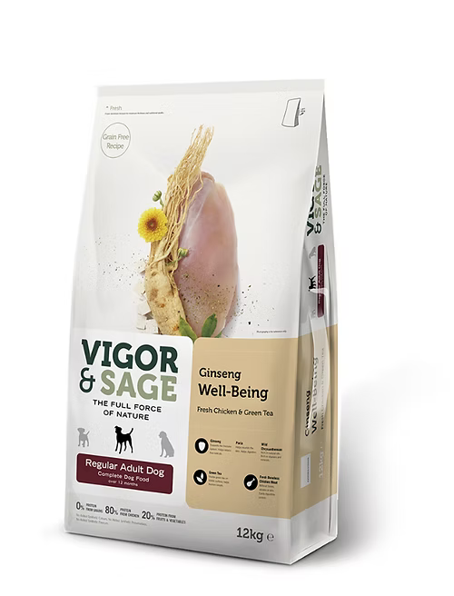 VIGOR SAGE 人參 健體  新鮮去骨雞肉+綠茶 全犬種成犬 12個月以上 2kg/12kg