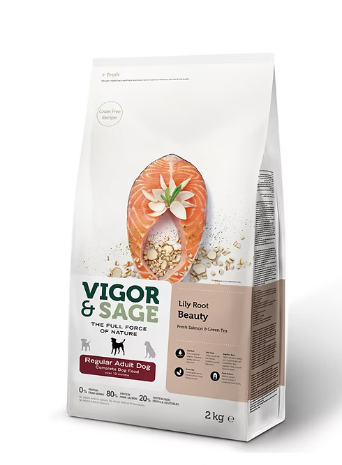 VIGOR SAGE 百合 美毛  新鮮三文魚+綠茶 全犬種成犬 2kg