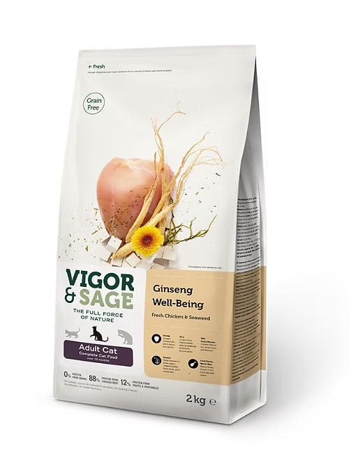 VIGOR & SAGE 人參 健體 新鮮去骨雞肉+海苔 成貓 2kg/ 10kg