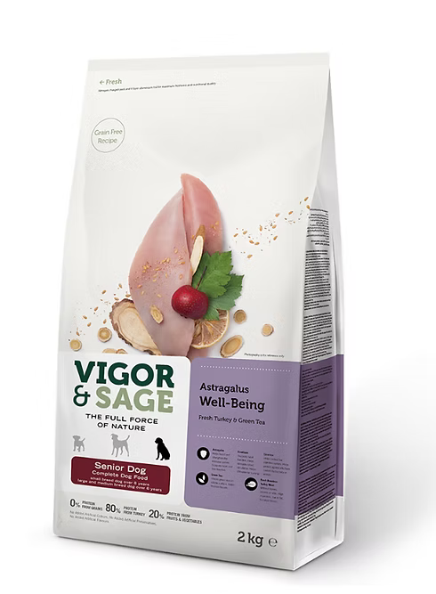 VIGOR SAGE 黃芪 抗衰老  新鮮火雞肉+綠茶  老年犬 2kg