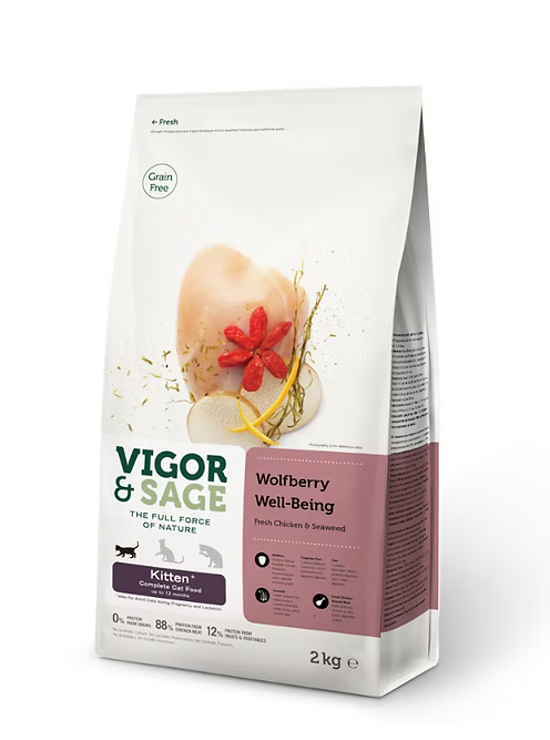 VIGOR & SAGE 枸杞 健體 新鮮去骨雞肉+海苔 幼貓 同樣適合懷孕及哺乳期貓 2kg/ 10kg