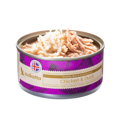 ASTKATTA 保健主食罐 新鲜走地雞肉, 野生鴨肉 主食配方 (低磷) 170g