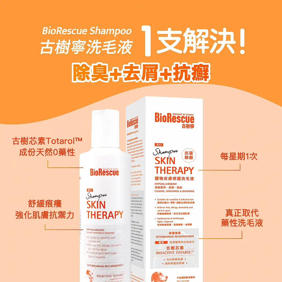 BioRescue 古樹寧 寵物皮膚修護沖涼液 250ml 紐西蘭製造 (貓狗適用)