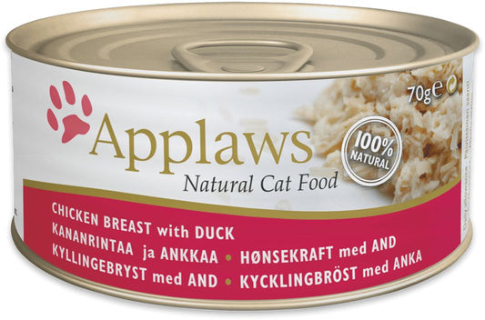 Applaws 全天然系列 肉絲湯汁配方貓罐頭 雞胸&鴨肉 70g