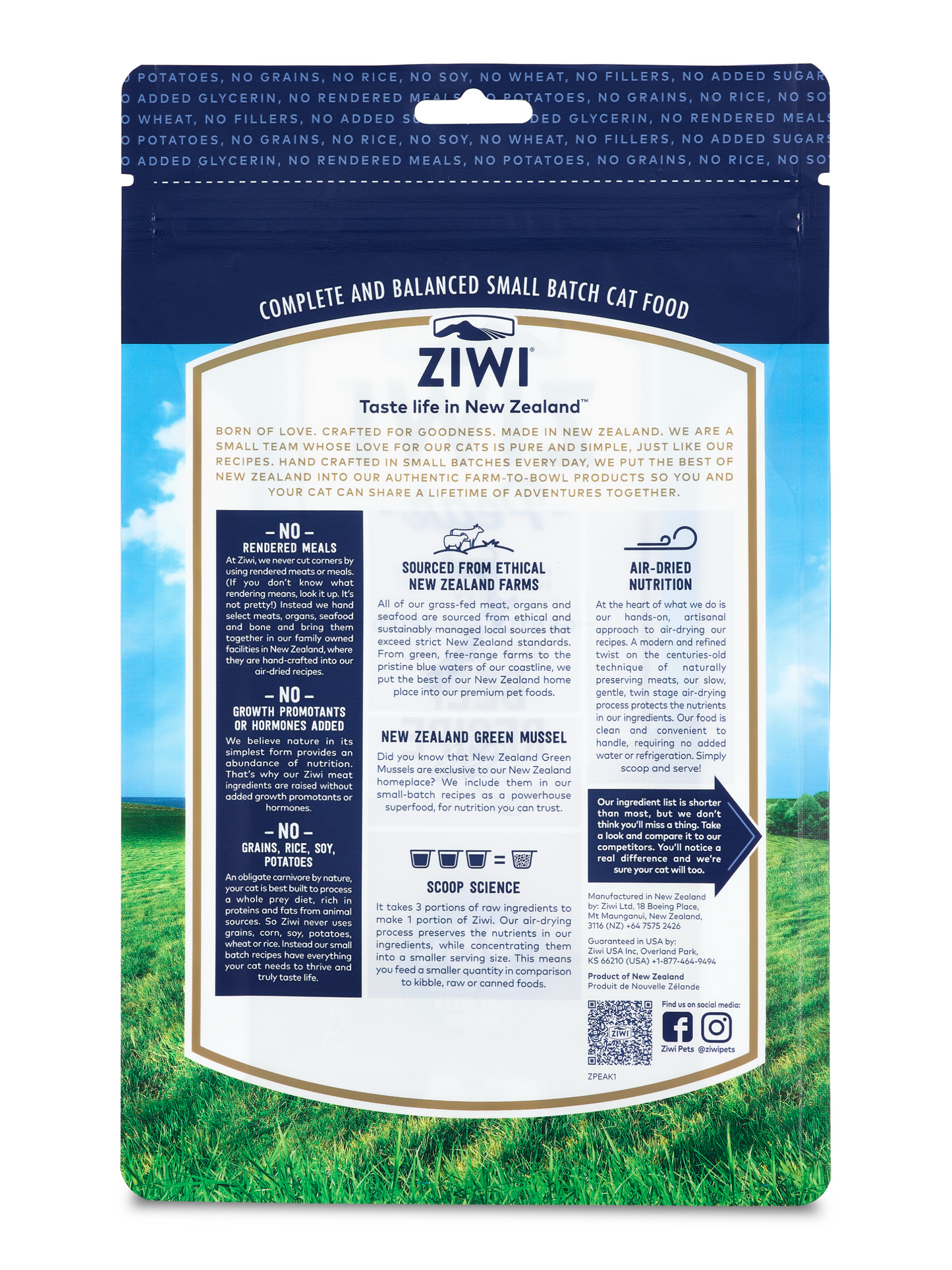 ZIWIPEAK 無穀物 風乾牛肉 貓糧配方 1kg