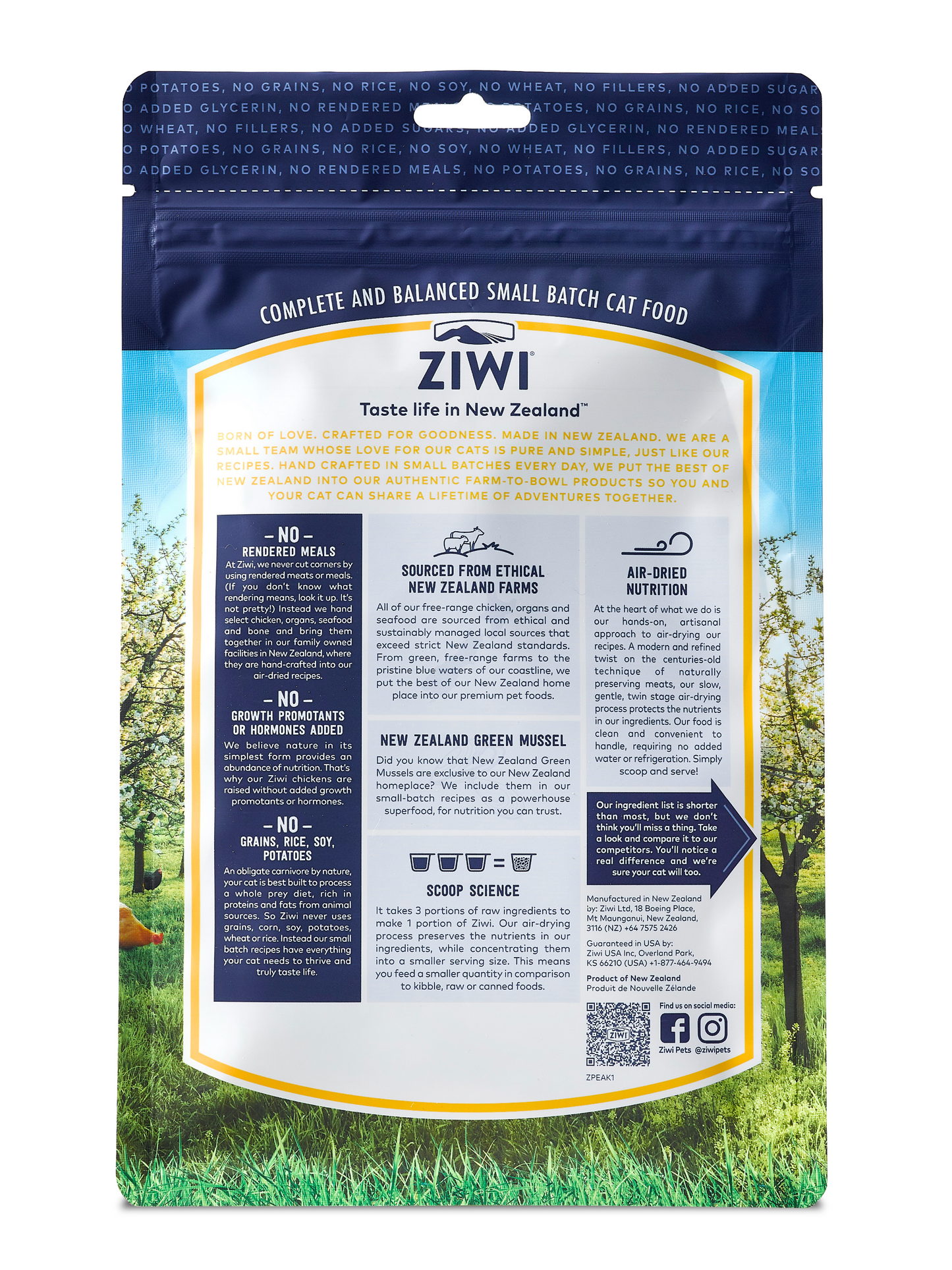 ZIWIPEAK 無穀物 風乾放養雞 貓糧配方 1kg