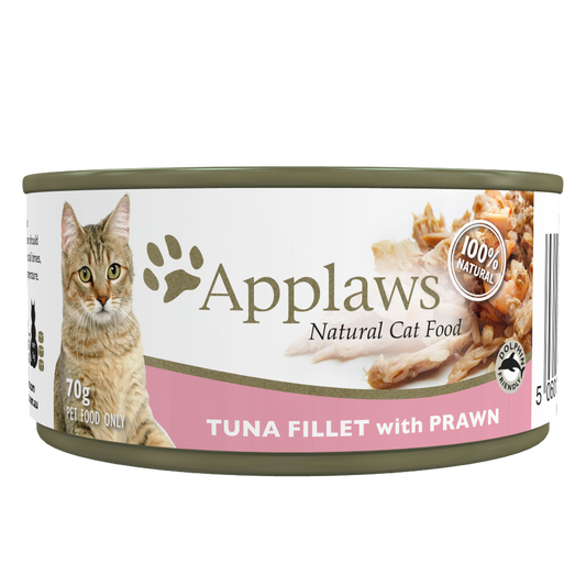Applaws 全天然系列 肉絲湯汁配方貓罐頭 吞拿魚&蝦 70g/156g