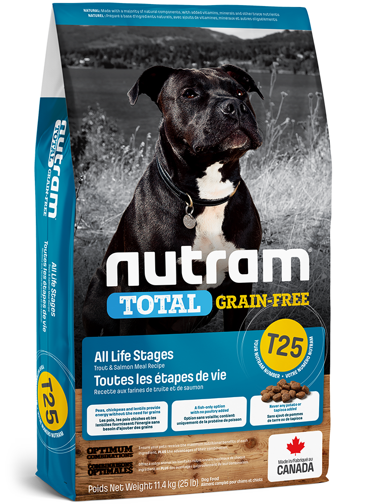 NUTRAM紐頓 NT-T25 無薯無穀全犬糧 (三文魚+鱒魚) 中型犬 11.4kg