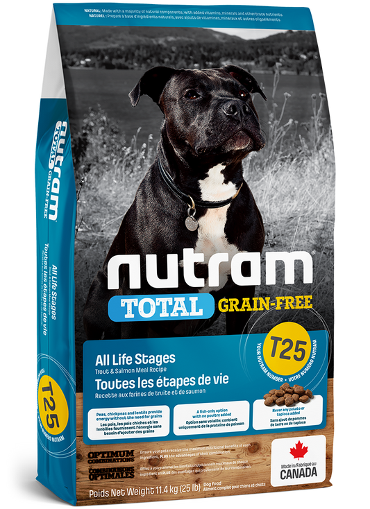 NUTRAM紐頓 NT-T25 無薯無穀全犬糧 (三文魚+鱒魚) 中型犬 11.4kg