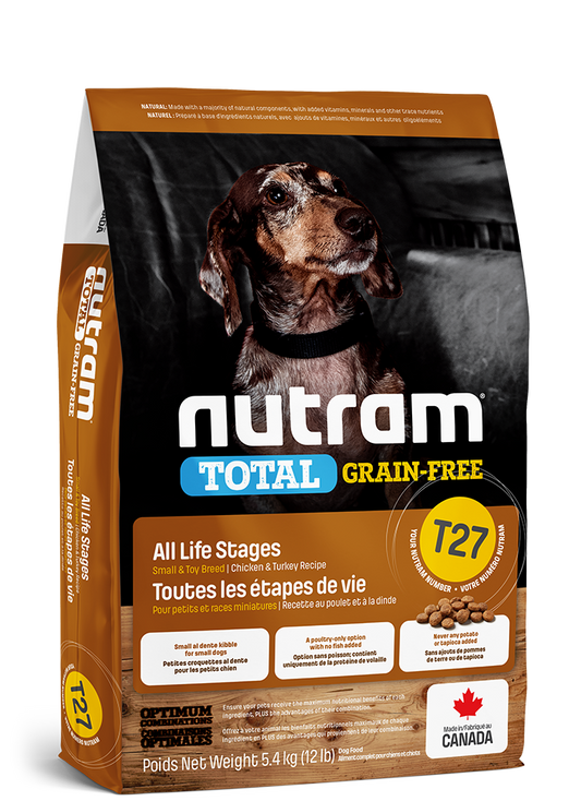 NUTRAM紐頓 NT-T27 無薯無穀全犬糧 (雞+火雞) 小型犬 5.4kg
