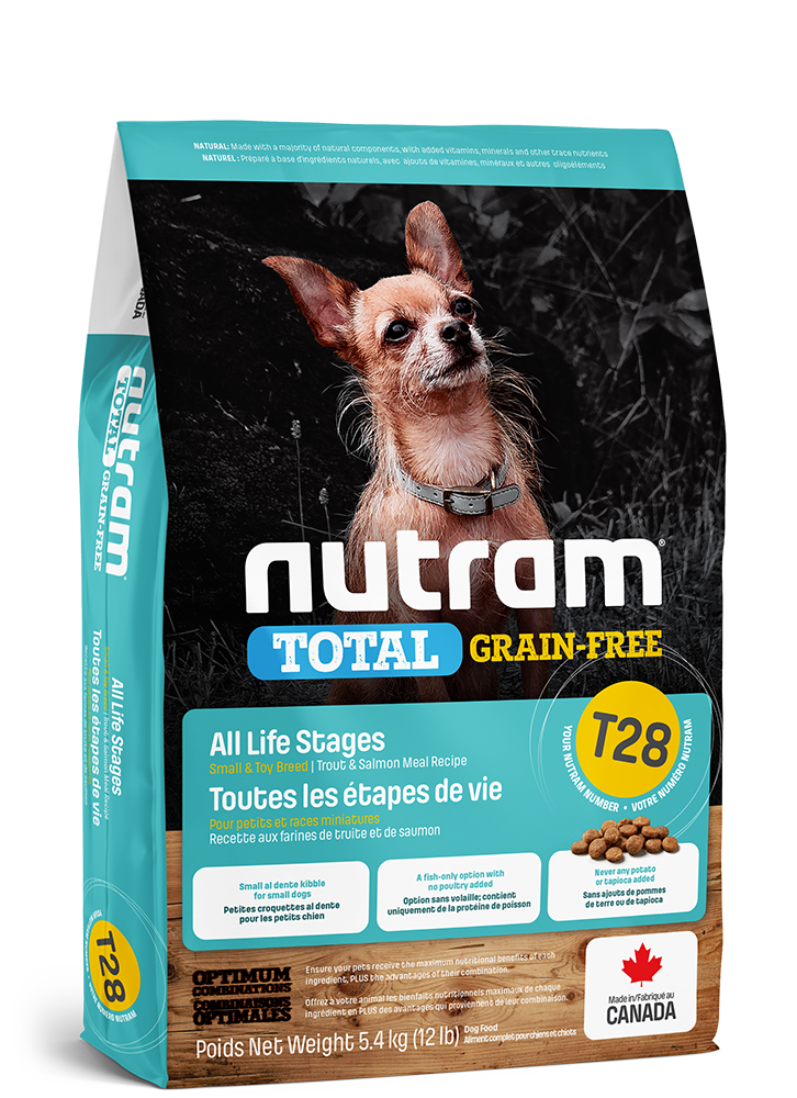 NUTRAM紐頓 NT-T28 無薯無穀全犬糧 (三文魚+鱒魚) 小型犬 5.4kg