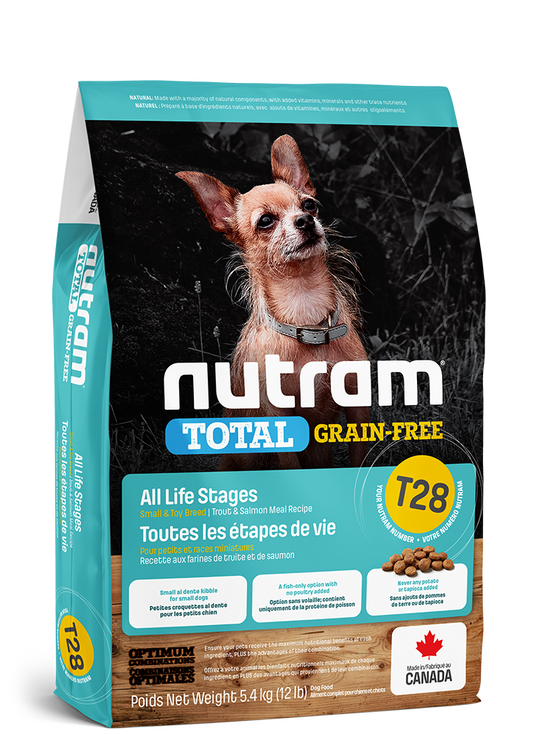 NUTRAM紐頓 NT-T28 無薯無穀全犬糧 (三文魚+鱒魚) 小型犬 5.4kg
